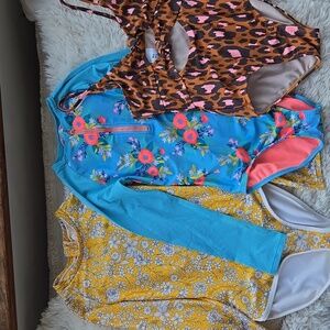 Sweet Long Sleeve One-Piece Zip-Up Bathing Suit Bundle US 8